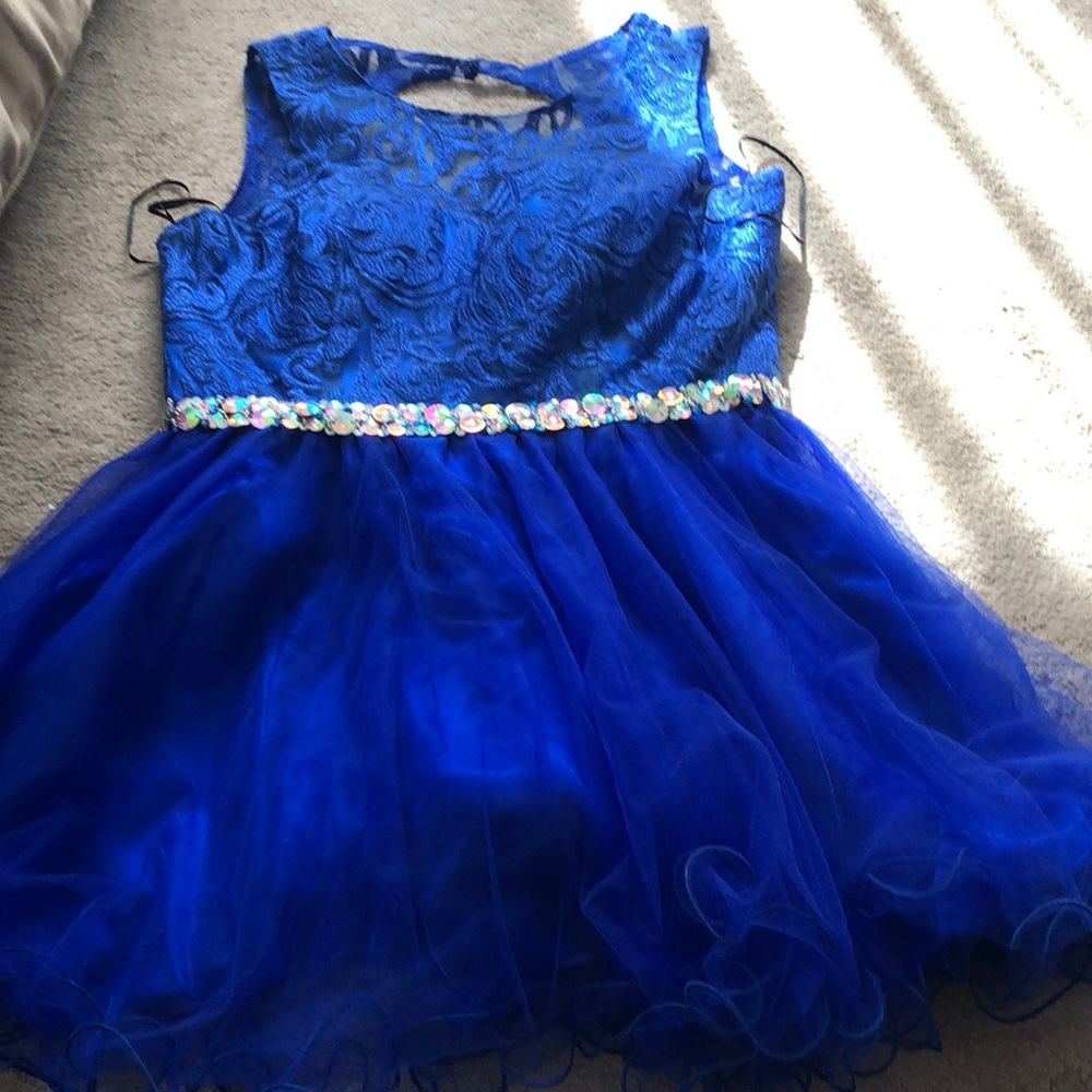Blue mid thigh length dress